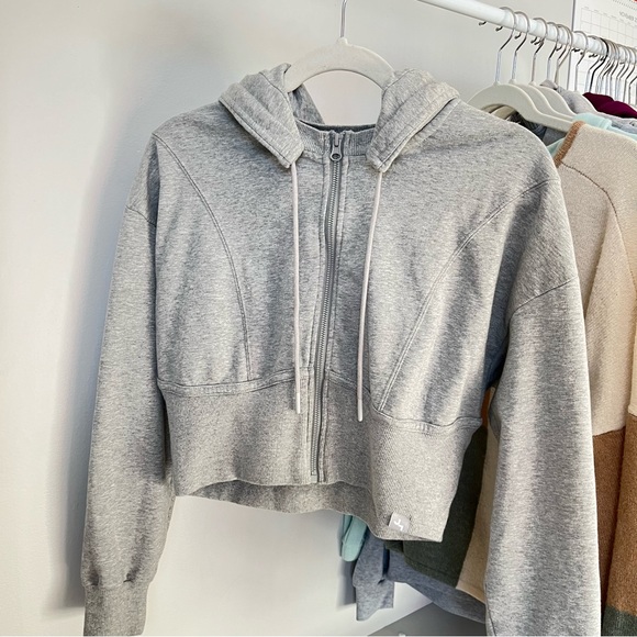 JoyLab Tops Joy Lab Full Zip French Terry Cropped Hooded Sweatshirt